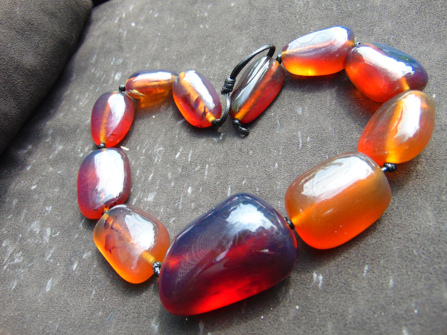 172 gr 11 beads Big Necklace Indonesian blue Amber for Healing FRN33