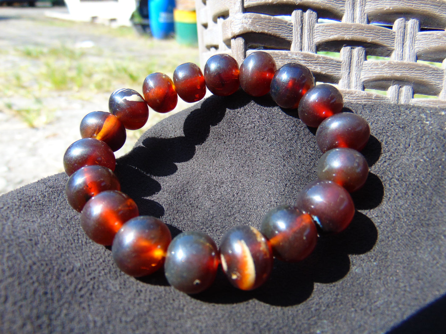 18 Gram 18 Small Beads Bracelet Indonesian Yellow Bluish Amber for Healing SB47