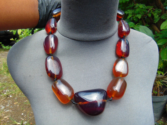 172 gr 11 beads Big Necklace Indonesian blue Amber for Healing FRN33