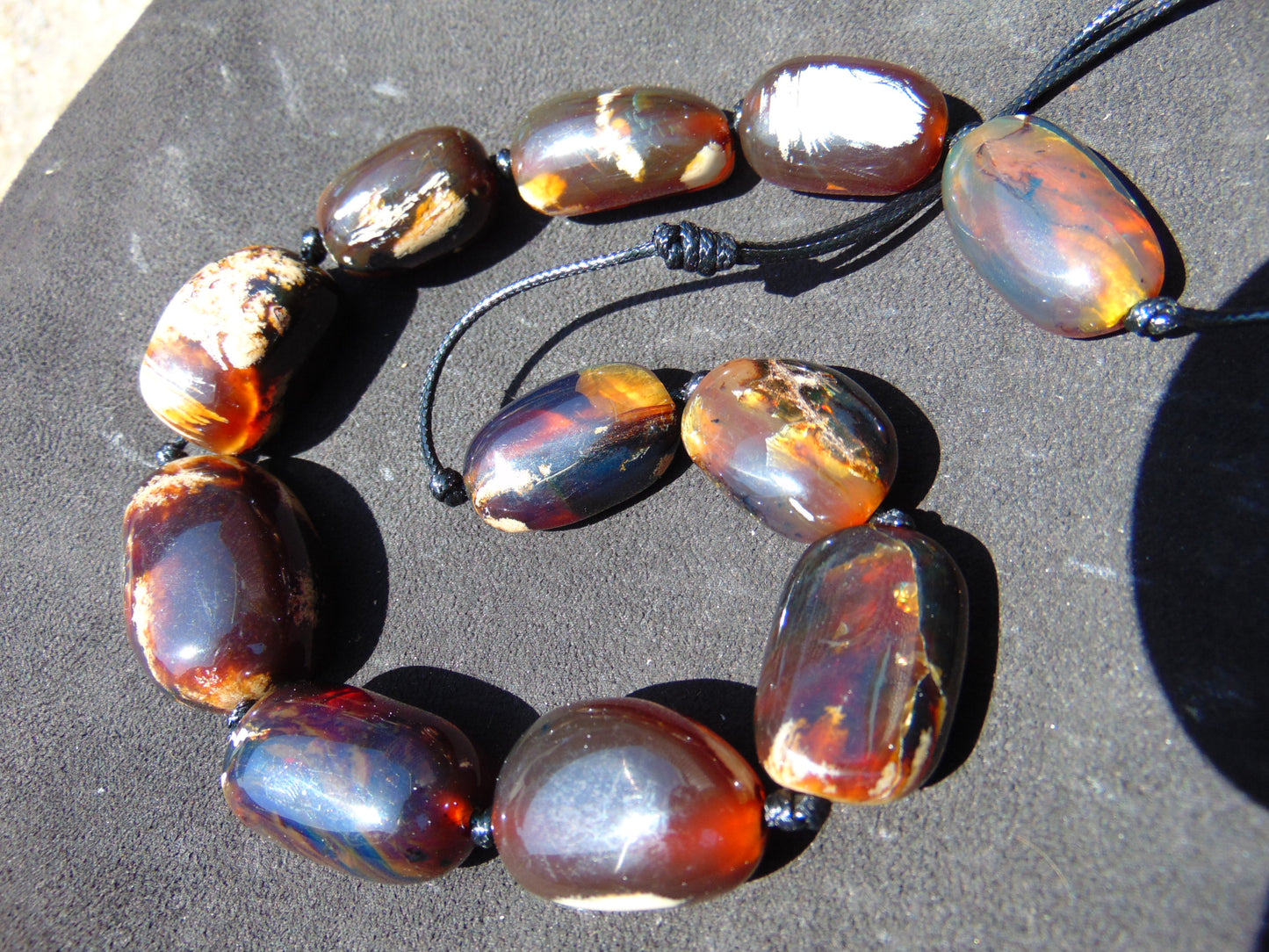 88 gram Small Beads Combination Necklace Indonesian Red White Amber for Healing NE41