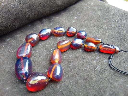 112 gr 15 beads Big Necklace Indonesian blue Amber for Healing FRN32