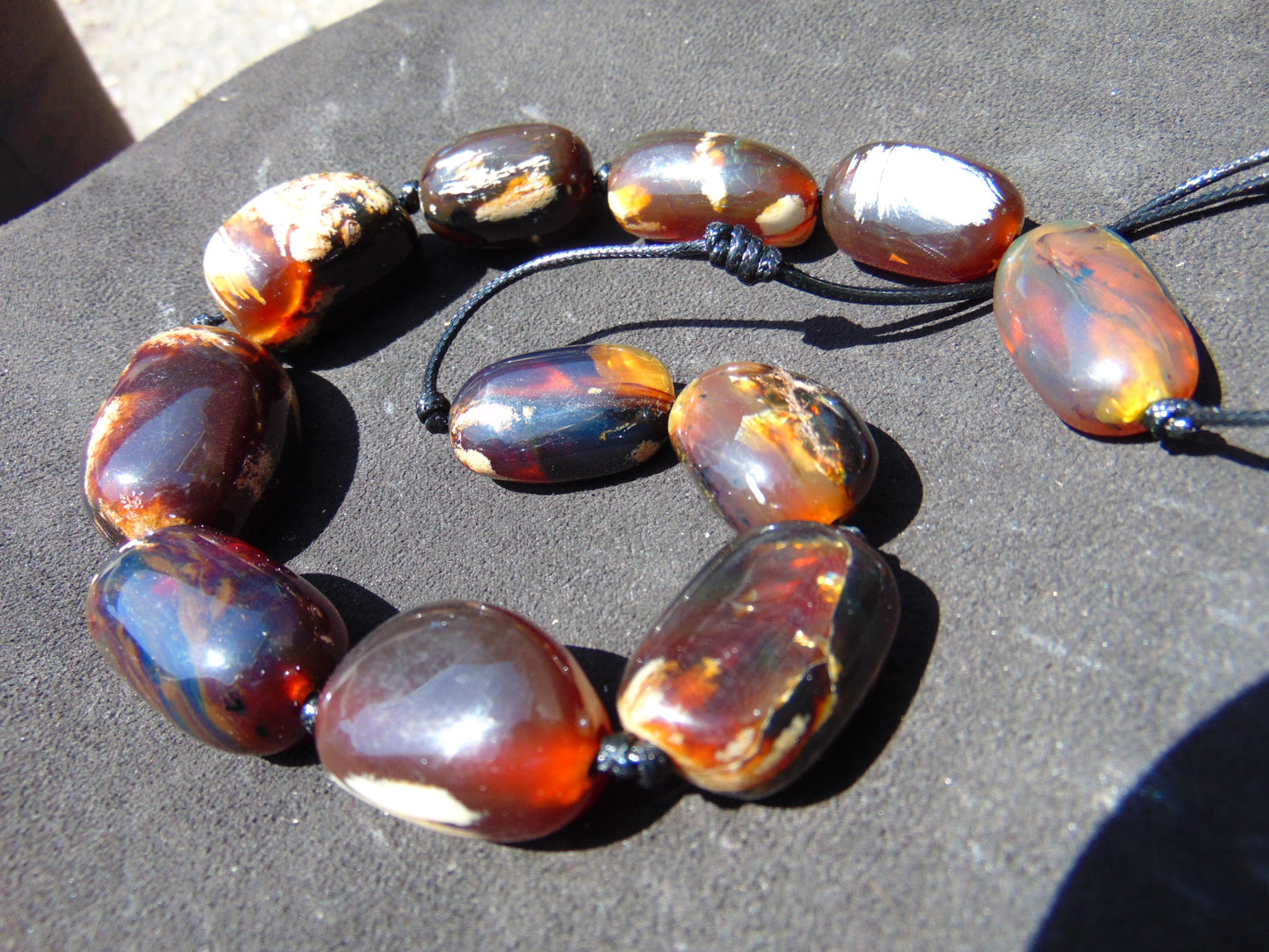 88 gram Small Beads Combination Necklace Indonesian Red White Amber for Healing NE41