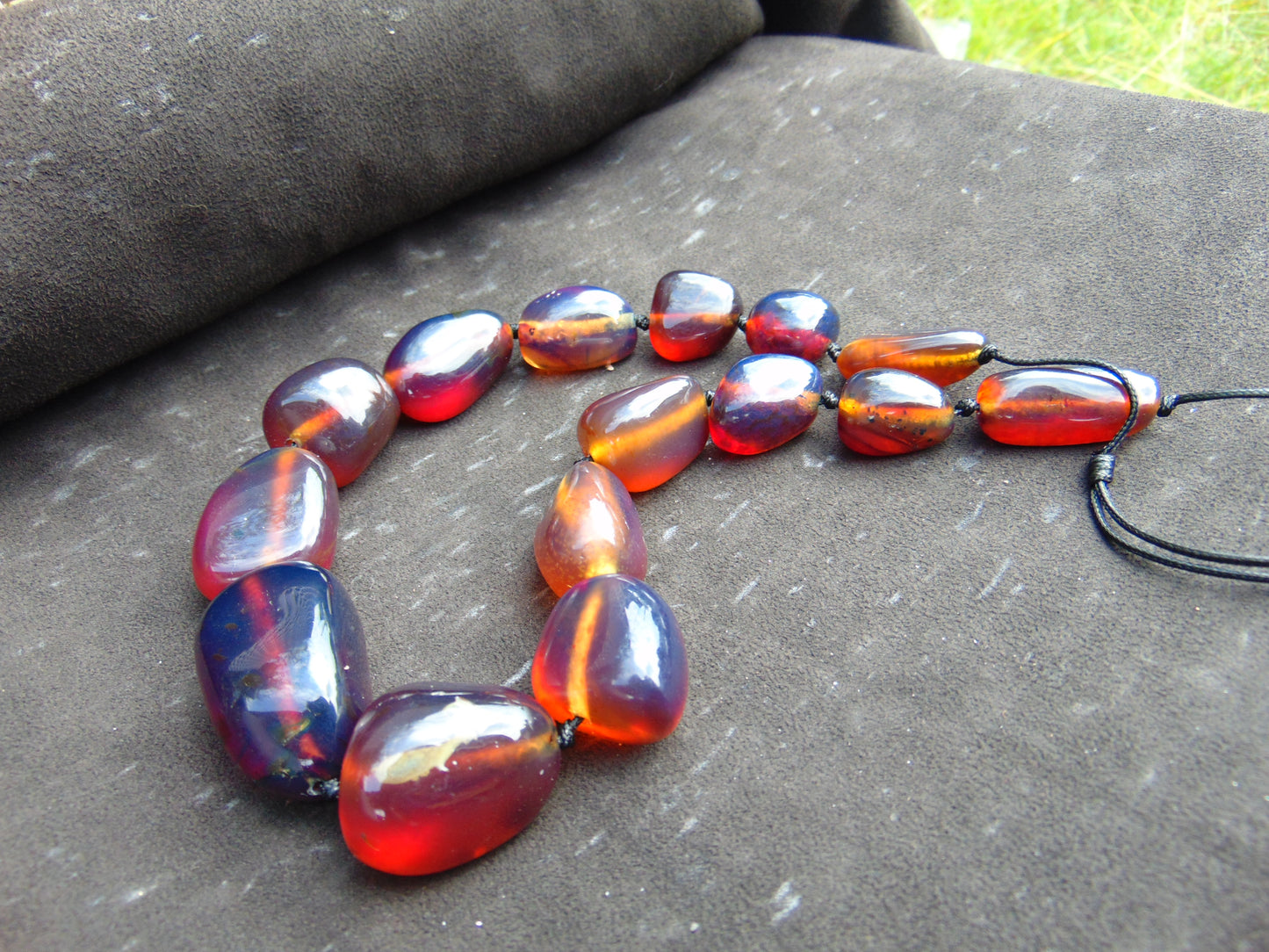 112 gr 15 beads Big Necklace Indonesian blue Amber for Healing FRN32