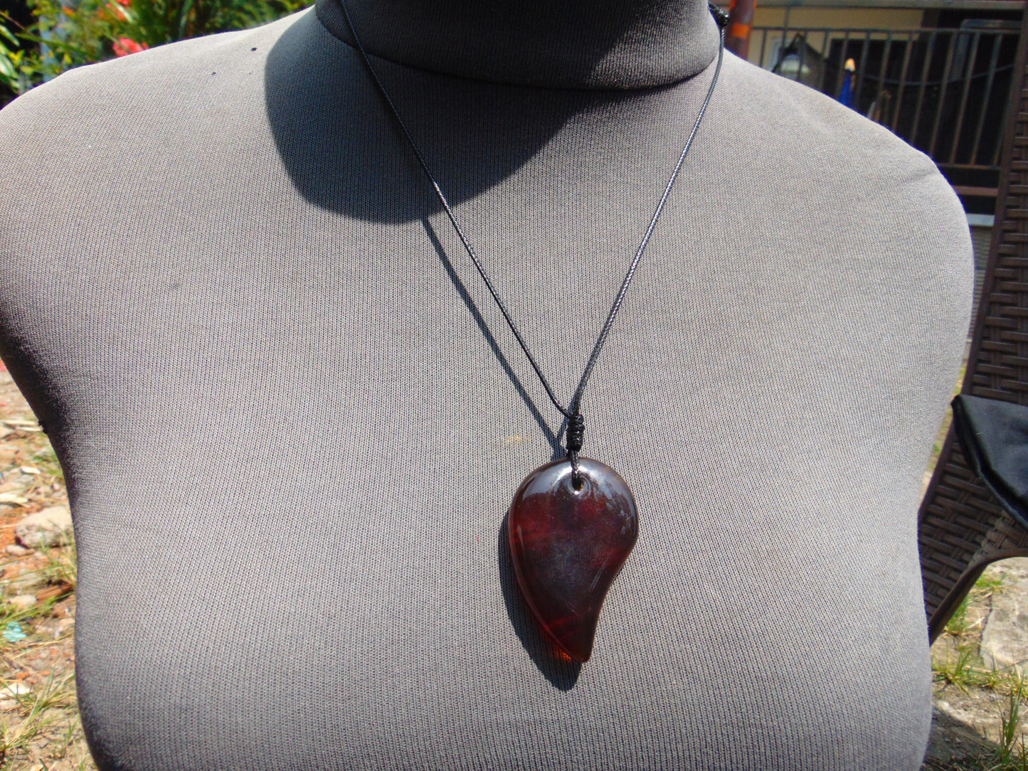 Natural Indonesian Amber Pendant Magatama, 8.9 gram Amber Comma Pendant,Unique Statement Gift for Men Women 26N41