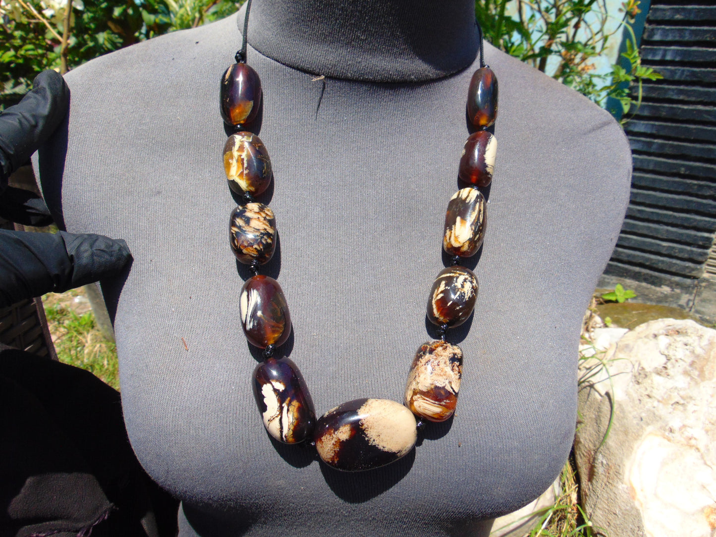 88 gram Small Beads Combination Necklace Indonesian Red White Amber for Healing NE41