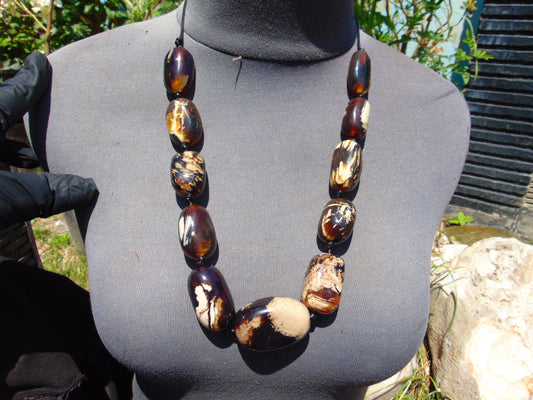 88 gram Small Beads Combination Necklace Indonesian Red White Amber for Healing NE41