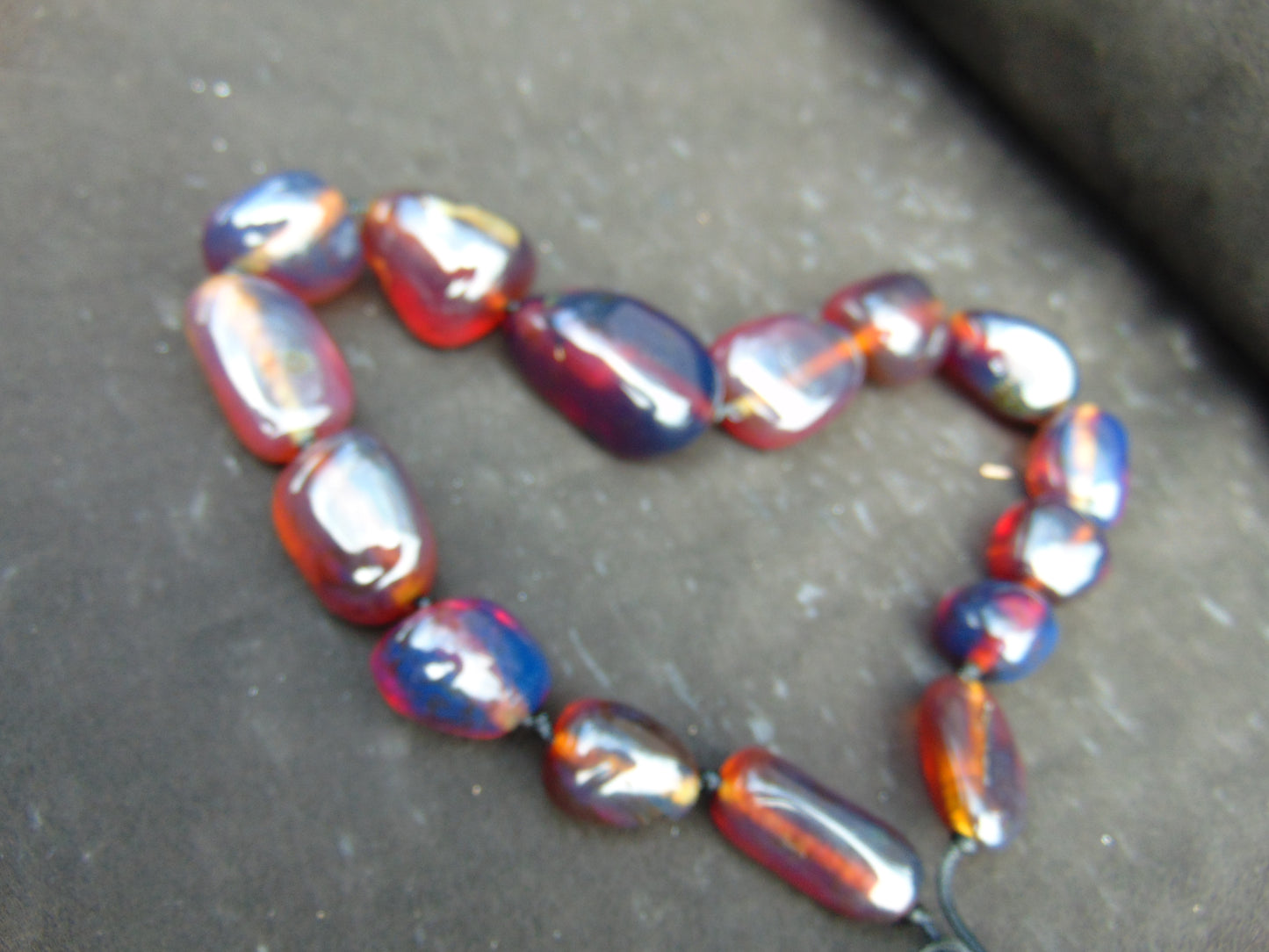 112 gr 15 beads Big Necklace Indonesian blue Amber for Healing FRN32