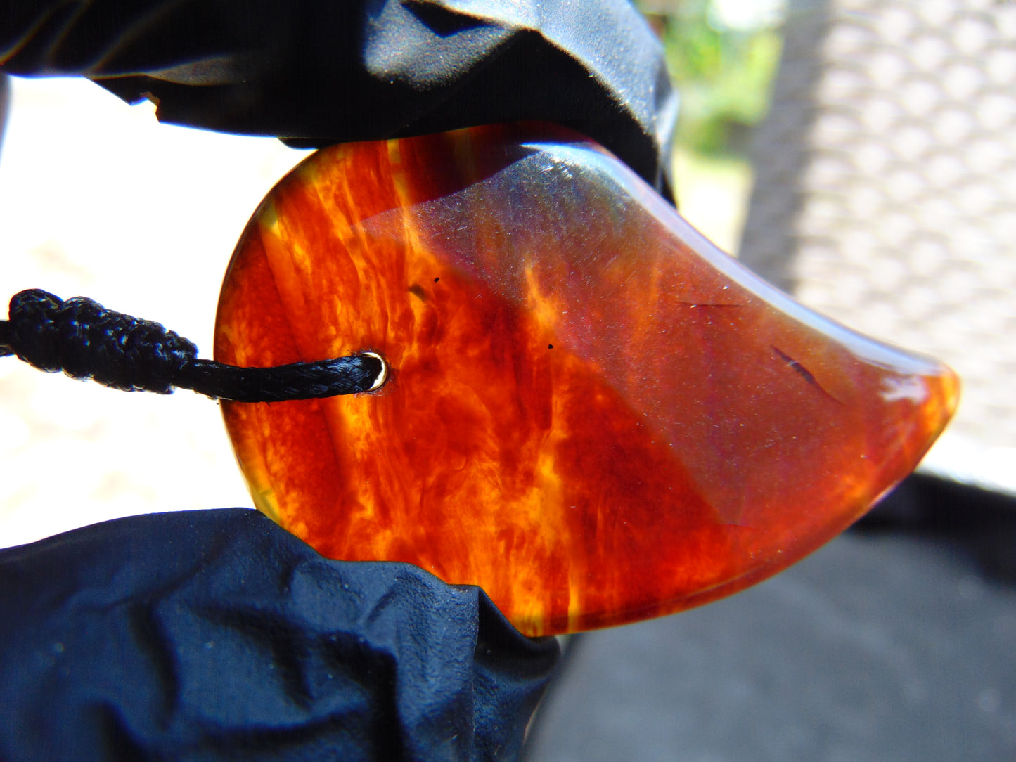 Natural Indonesian Amber Pendant Magatama, 8.9 gram Amber Comma Pendant,Unique Statement Gift for Men Women 26N41
