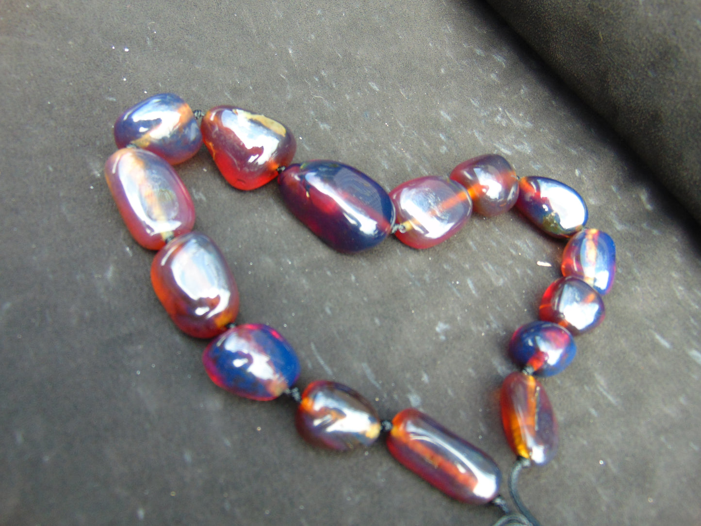 112 gr 15 beads Big Necklace Indonesian blue Amber for Healing FRN32