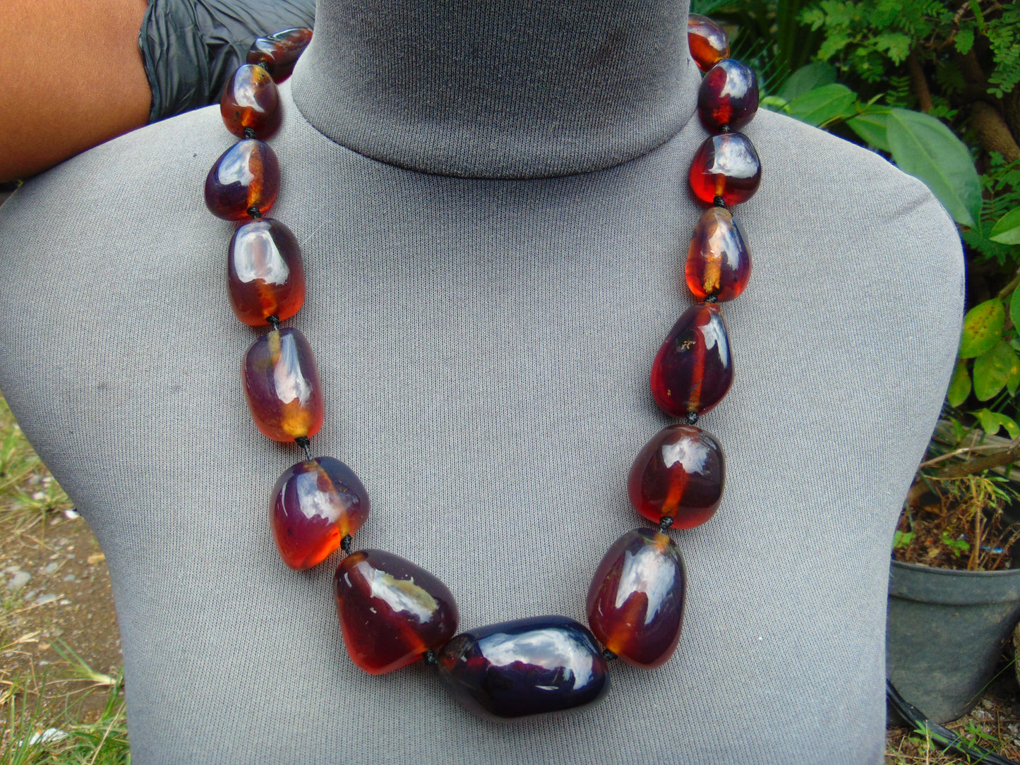 112 gr 15 beads Big Necklace Indonesian blue Amber for Healing FRN32