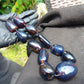 221 gr 11 beads Big Necklace Indonesian blue Amber for Healing FRN11