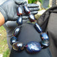 221 gr 11 beads Big Necklace Indonesian blue Amber for Healing FRN11