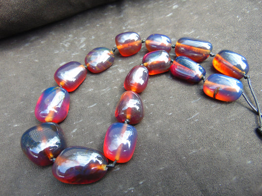 120 gr 15 beads Big Necklace Indonesian blue Amber for Healing FRN31