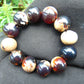 56 gram 12 Beads Mala Bracelet Indonesian Blue White Amber 20 mm for Healing G20B18