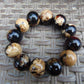 56 gram 12 Beads Mala Bracelet Indonesian Blue White Amber 20 mm for Healing G20B18
