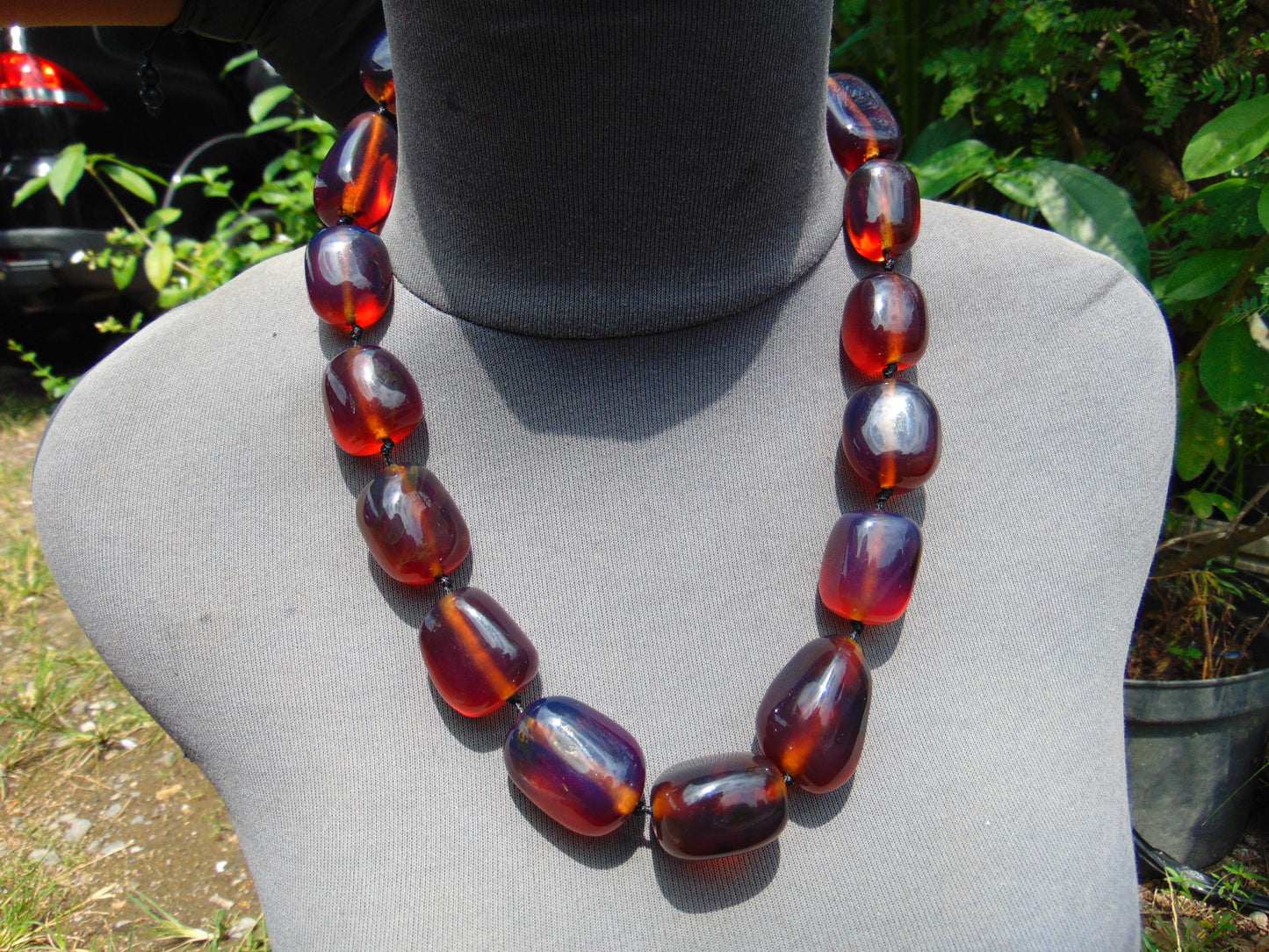 120 gr 15 beads Big Necklace Indonesian blue Amber for Healing FRN31