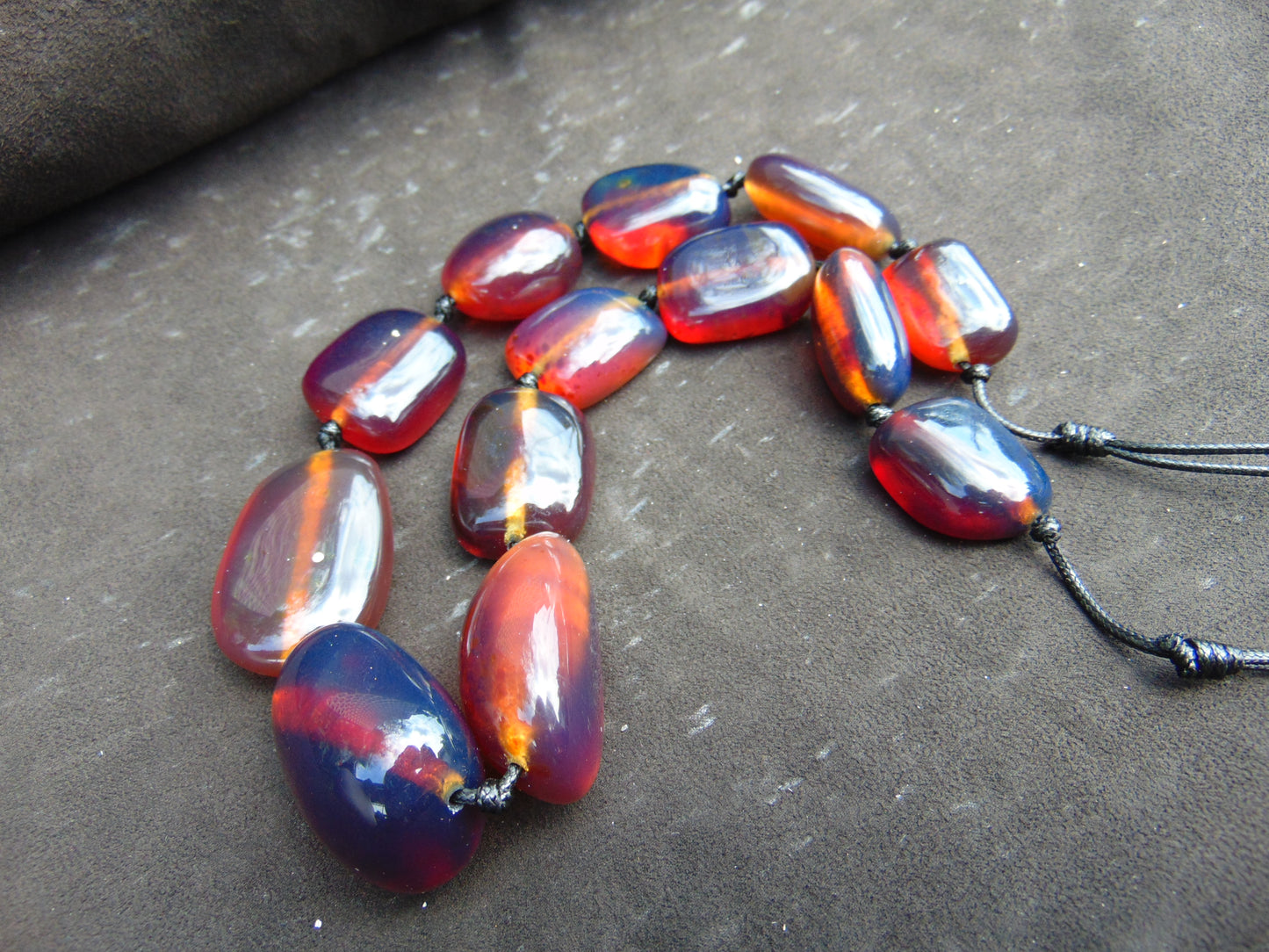 137 gr 13 beads Big Necklace Indonesian blue Amber for Healing FRN30