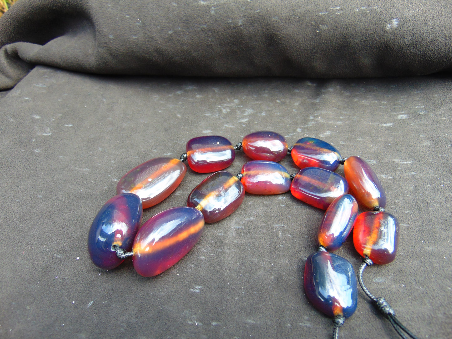 137 gr 13 beads Big Necklace Indonesian blue Amber for Healing FRN30
