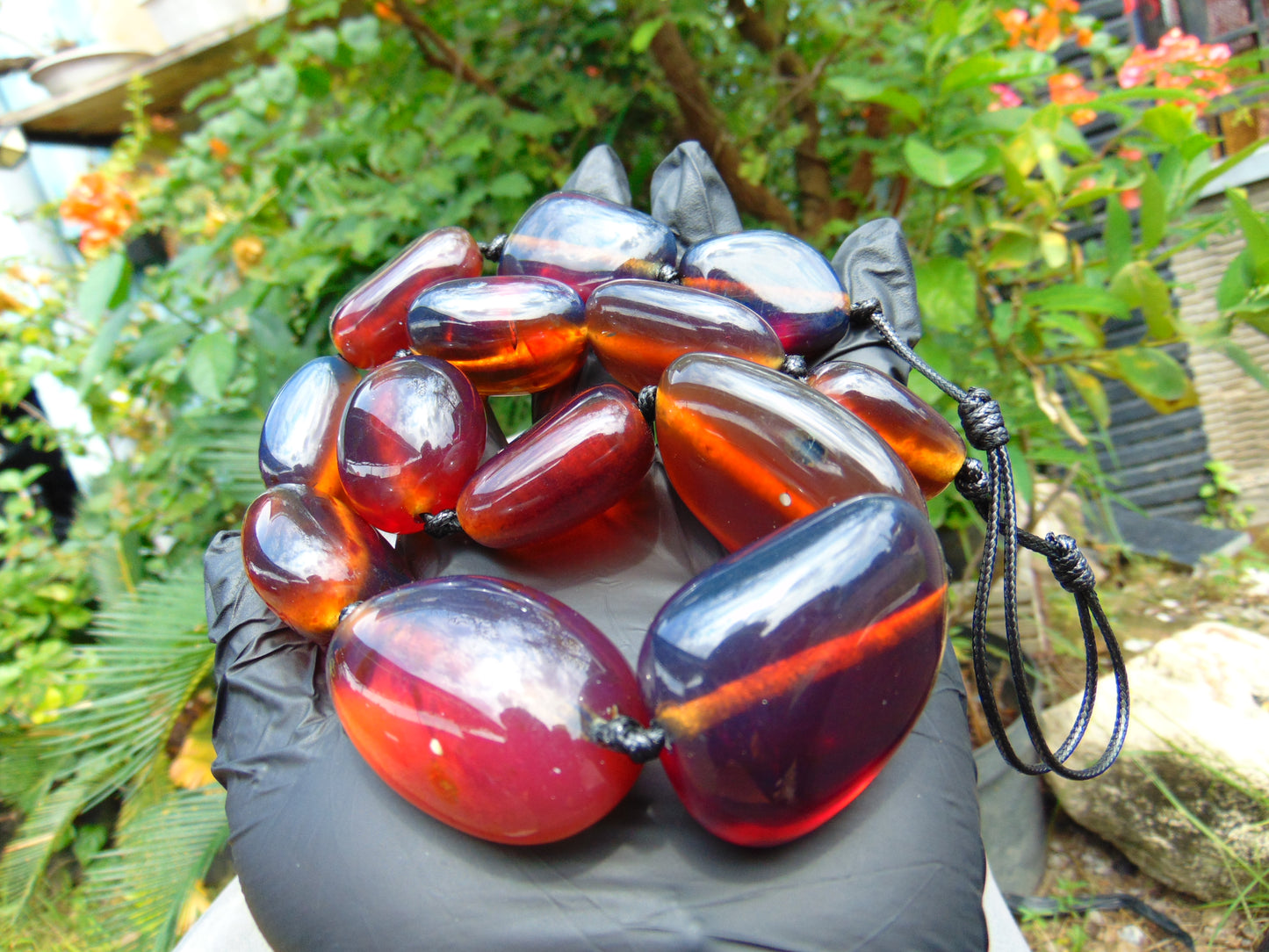 137 gr 13 beads Big Necklace Indonesian blue Amber for Healing FRN30