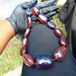 137 gr 13 beads Big Necklace Indonesian blue Amber for Healing FRN30