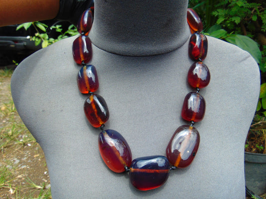 137 gr 13 beads Big Necklace Indonesian blue Amber for Healing FRN30