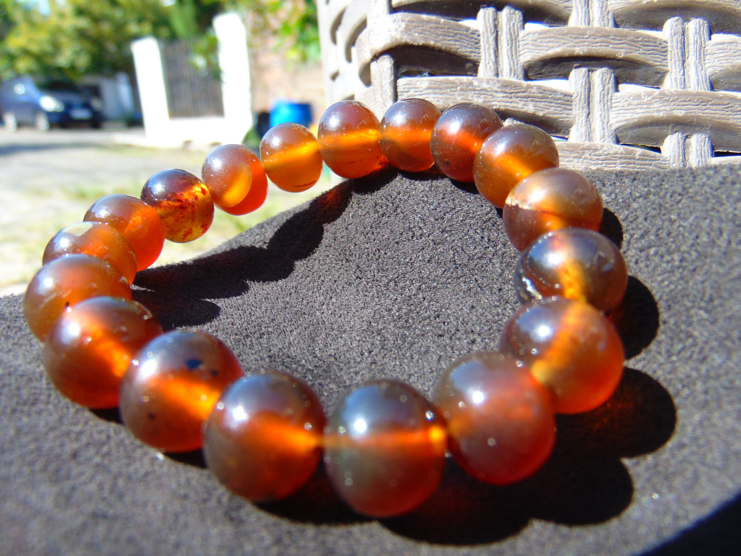 16 Gram 18 Small Beads Bracelet Indonesian Yellow Bluish Amber for Healing SB45