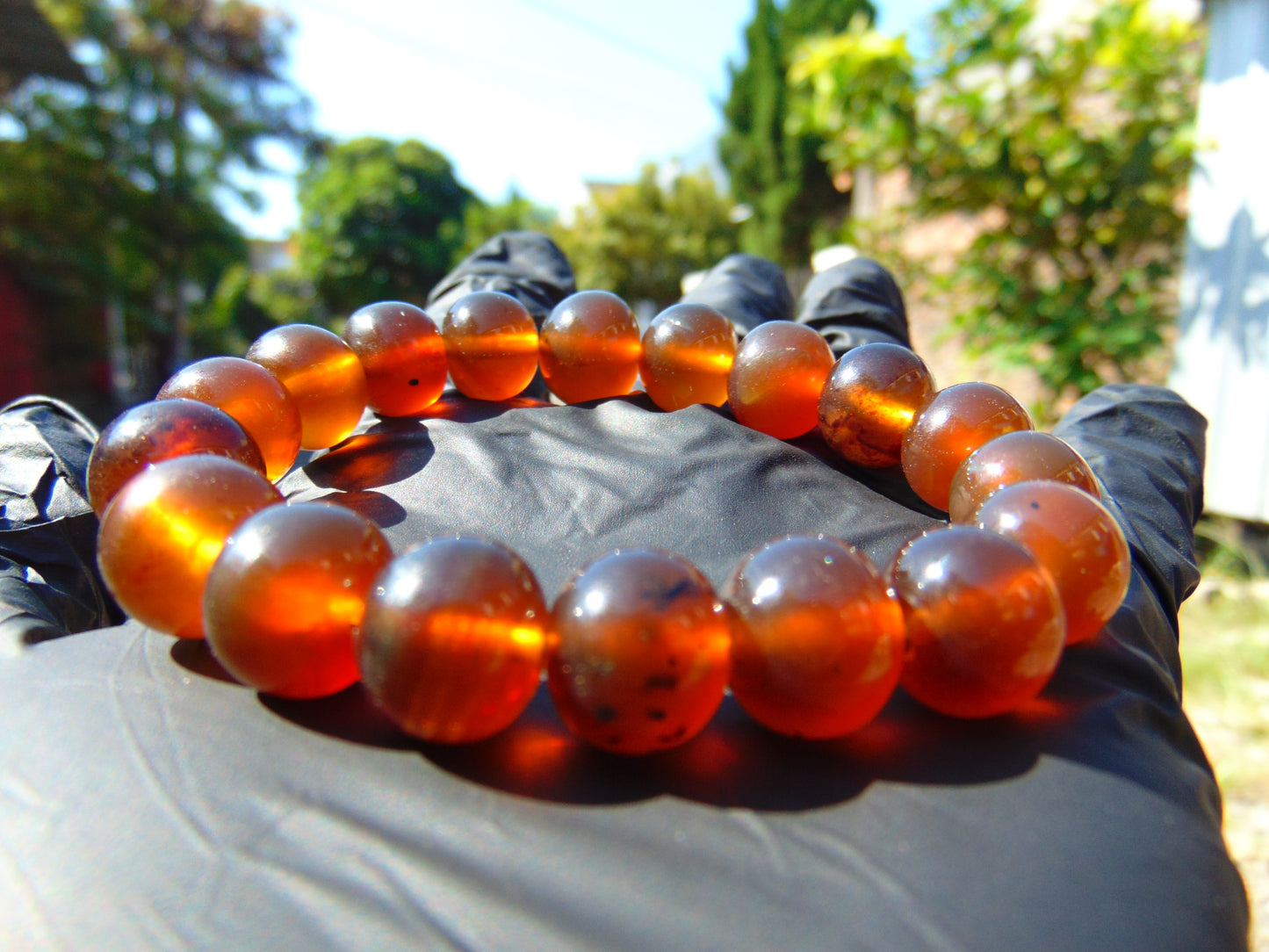 16 Gram 18 Small Beads Bracelet Indonesian Yellow Bluish Amber for Healing SB45