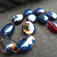 227 gr 11 beads Big Necklace Indonesian blue Amber for Healing FRN23