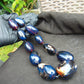 227 gr 11 beads Big Necklace Indonesian blue Amber for Healing FRN23