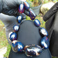 227 gr 11 beads Big Necklace Indonesian blue Amber for Healing FRN23