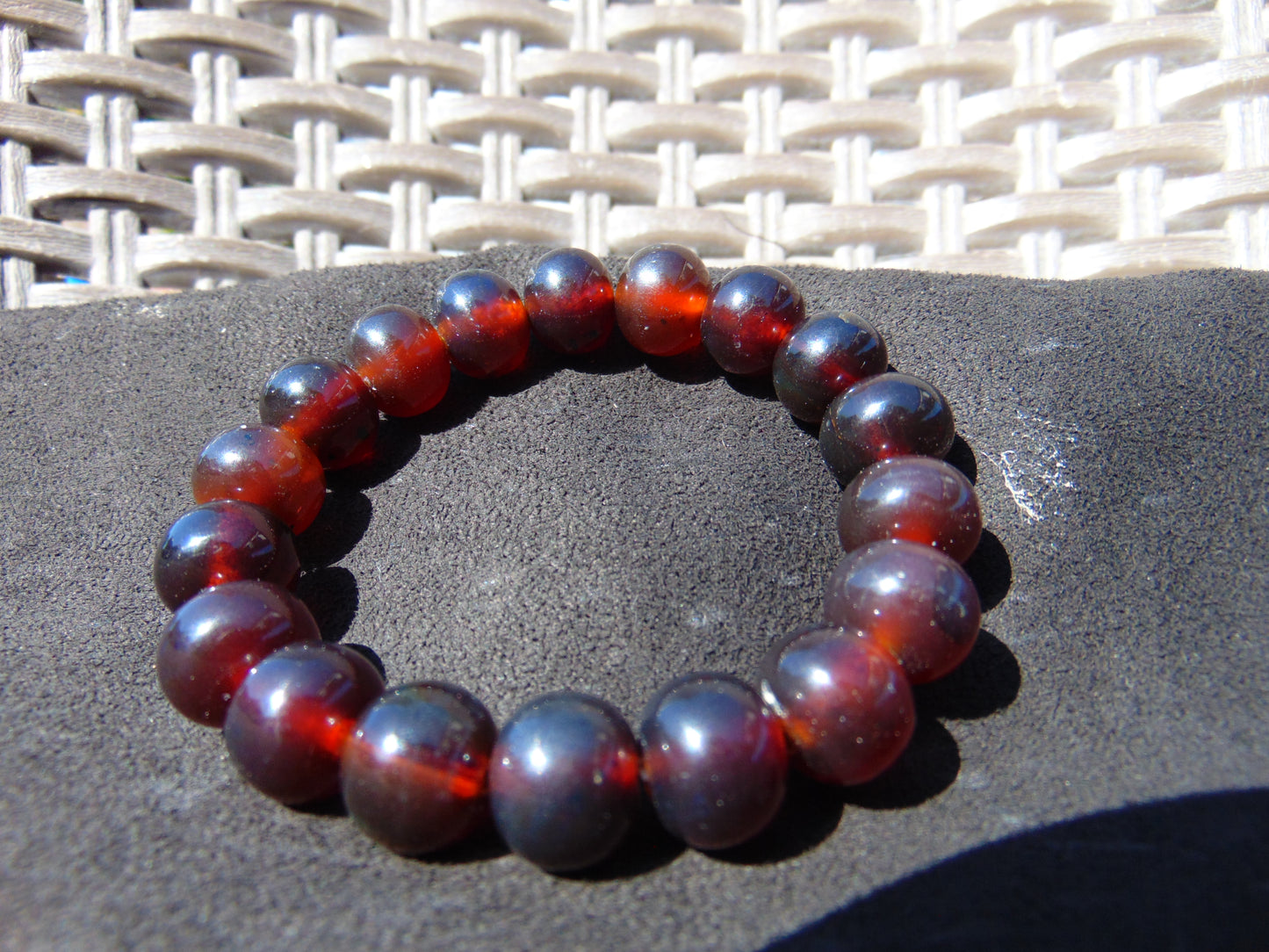 18 Gram 18 Small Beads Bracelet Indonesian Cherry Red Bluish Amber for Healing SB44