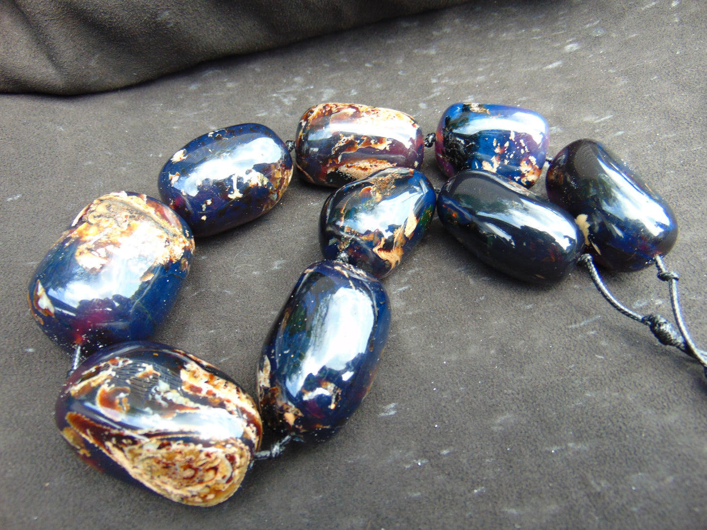 301 gr 6 beads Big Necklace Indonesian blue Amber for Healing FRN22