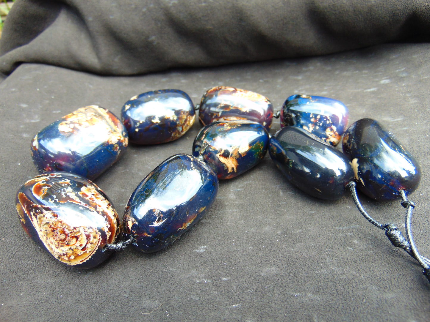 301 gr 6 beads Big Necklace Indonesian blue Amber for Healing FRN22