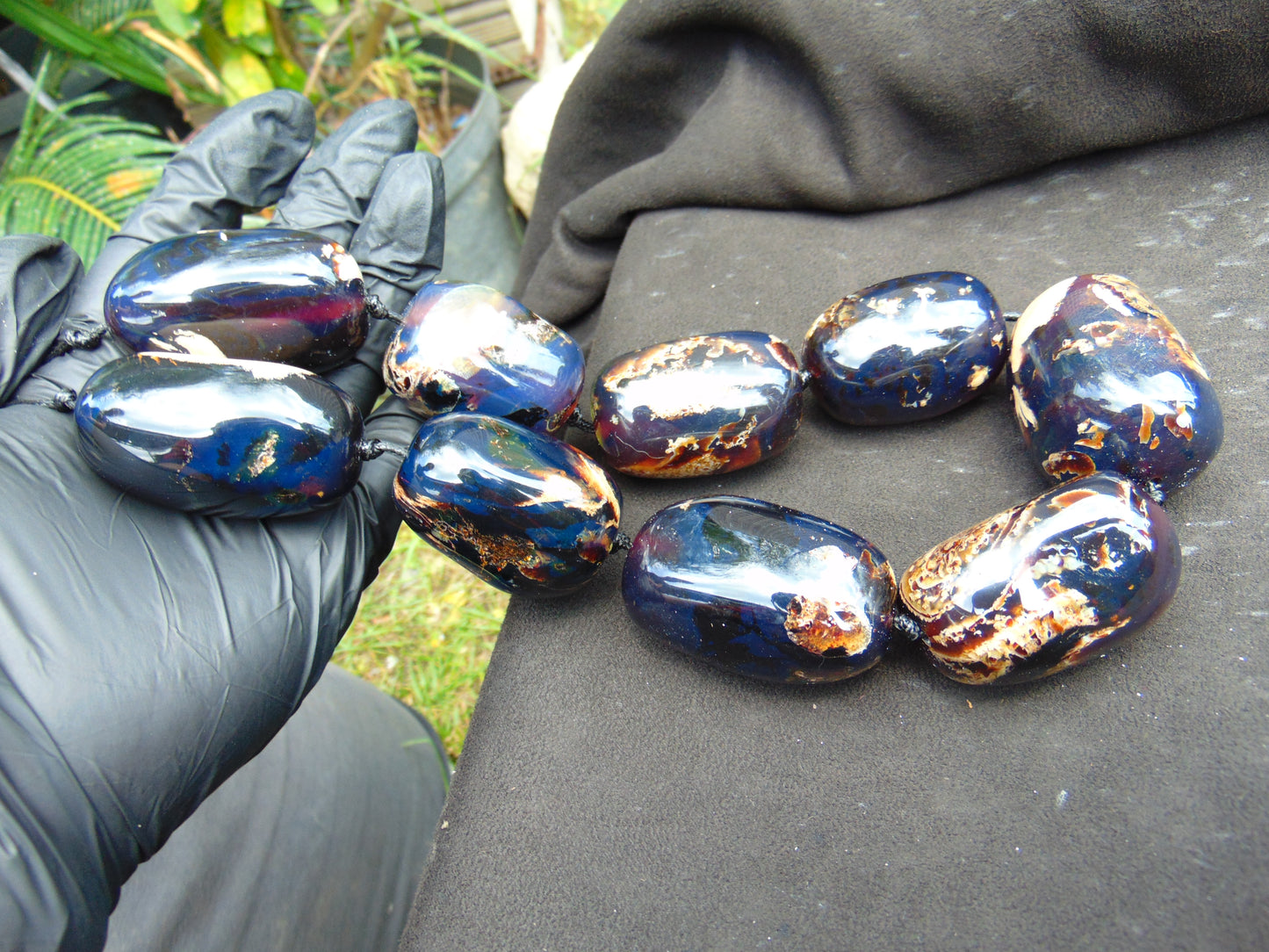 301 gr 6 beads Big Necklace Indonesian blue Amber for Healing FRN22