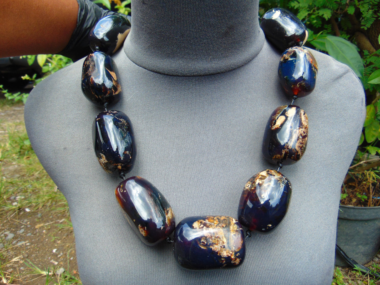 301 gr 6 beads Big Necklace Indonesian blue Amber for Healing FRN22