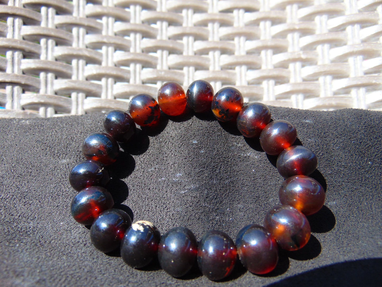 18 Gram 18 Small Beads Bracelet Indonesian Cherry Red Bluish Amber for Healing SB51
