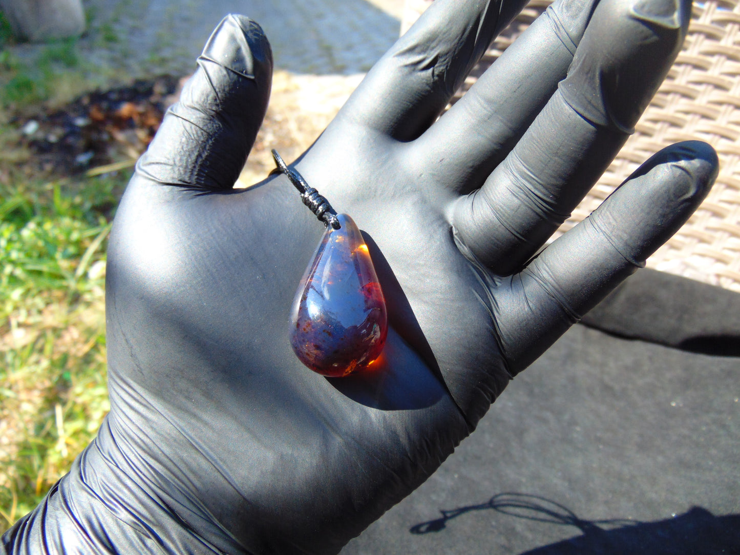 7 gram Teardrop Pendant Indonesian Blue Amber for Healing PBN606