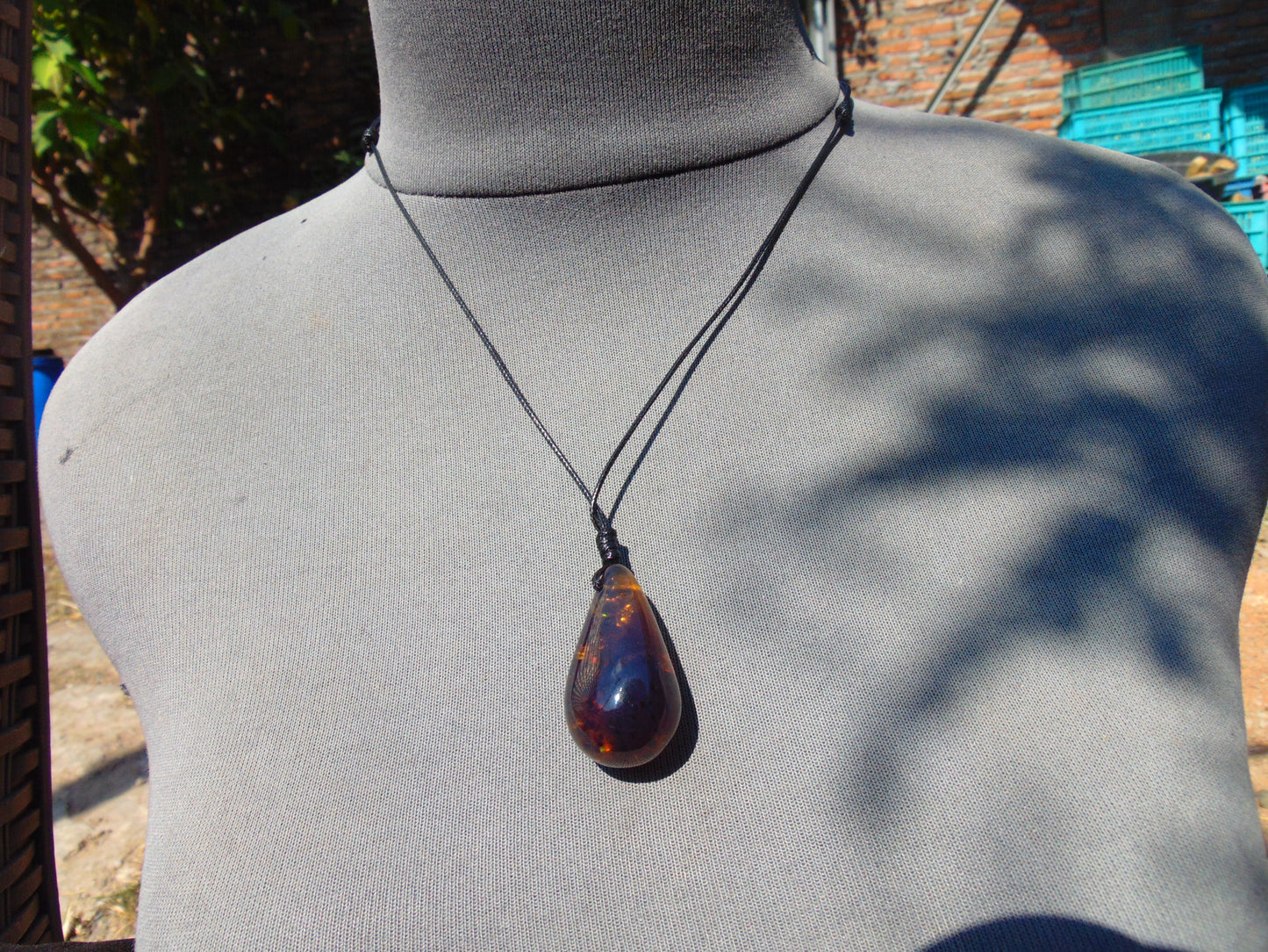 7 gram Teardrop Pendant Indonesian Blue Amber for Healing PBN606