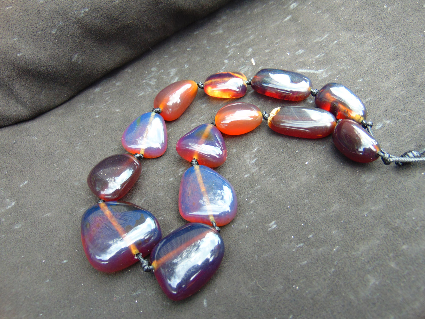 129 gr 13 beads Big Necklace Indonesian blue Amber for Healing FRN19