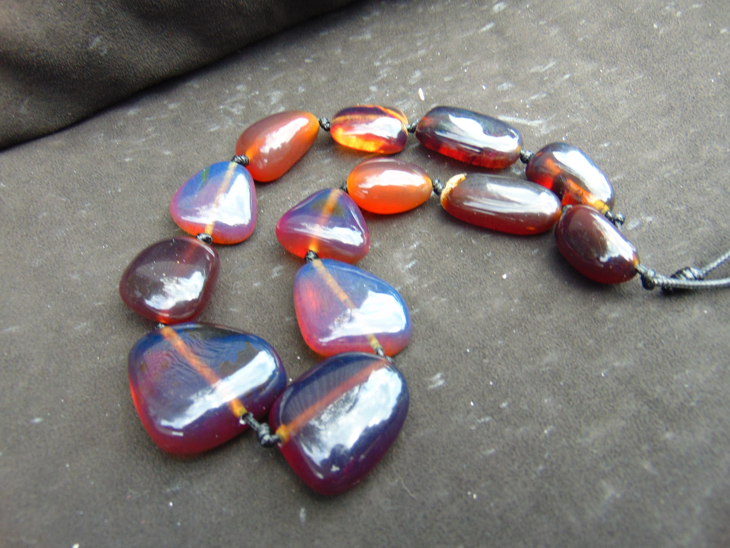 129 gr 13 beads Big Necklace Indonesian blue Amber for Healing FRN19