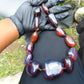 129 gr 13 beads Big Necklace Indonesian blue Amber for Healing FRN19