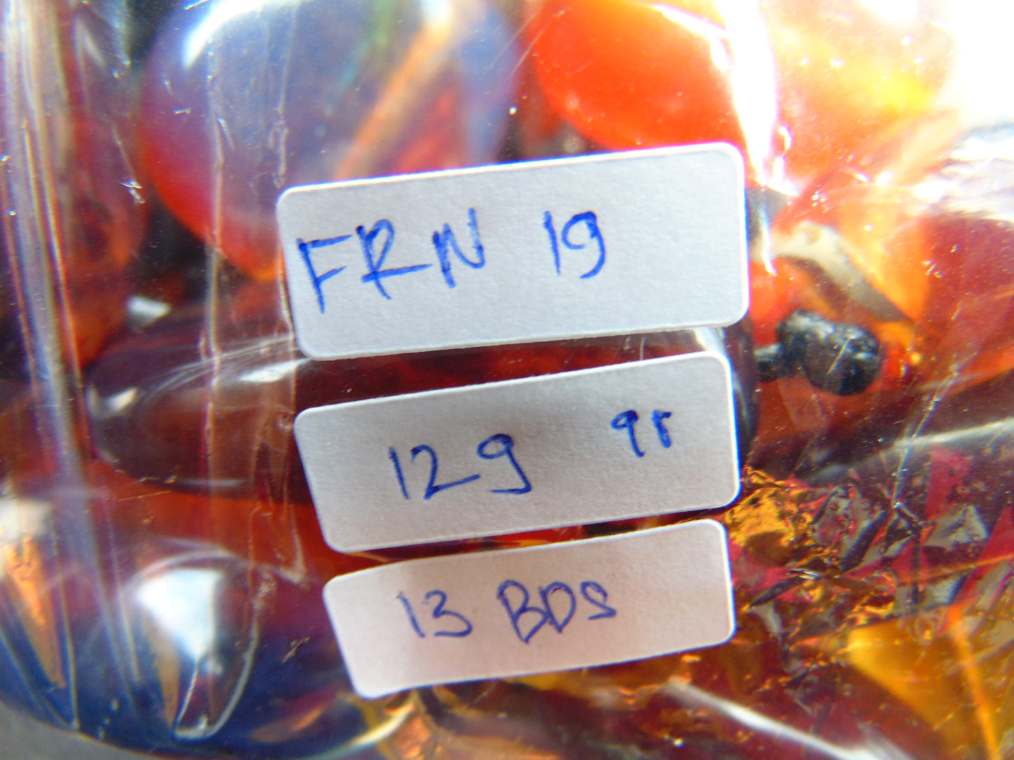 129 gr 13 beads Big Necklace Indonesian blue Amber for Healing FRN19