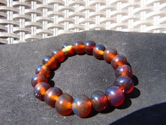 18 Gram 18 Small Beads Bracelet Indonesian Red Bluish Amber for Healing SB38