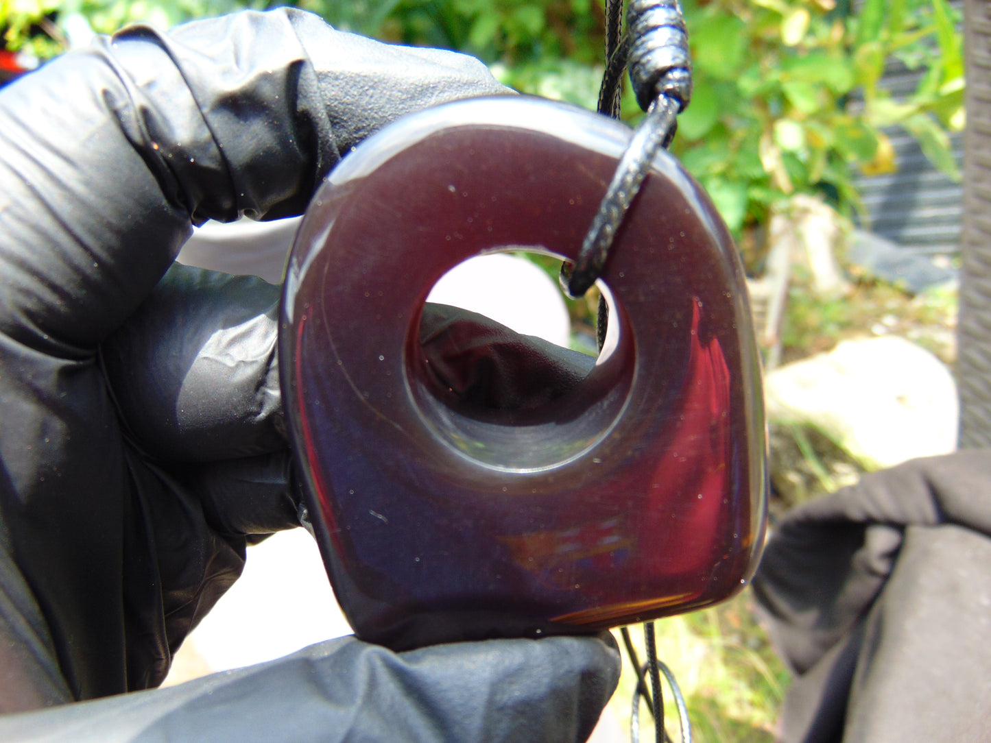 33 gram Ring Pendant Indonesian red blue Amber for Healing 25y154