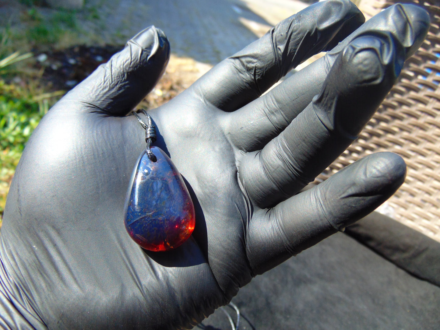 7 gram Teardrop Pendant Indonesian Blue Amber for Healing PBA976