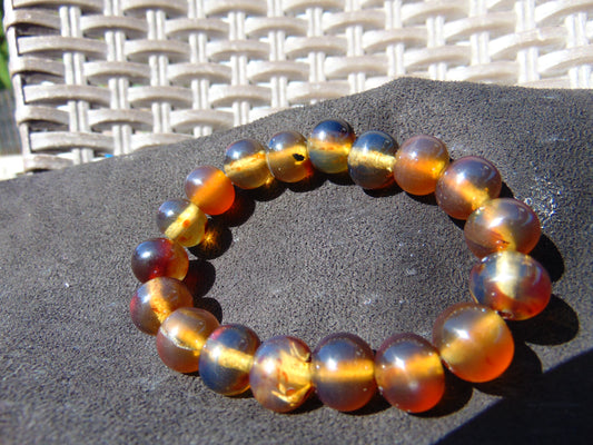 18 Gram 18 Small Beads Bracelet Indonesian Yellow Bluish Amber for Healing SB34