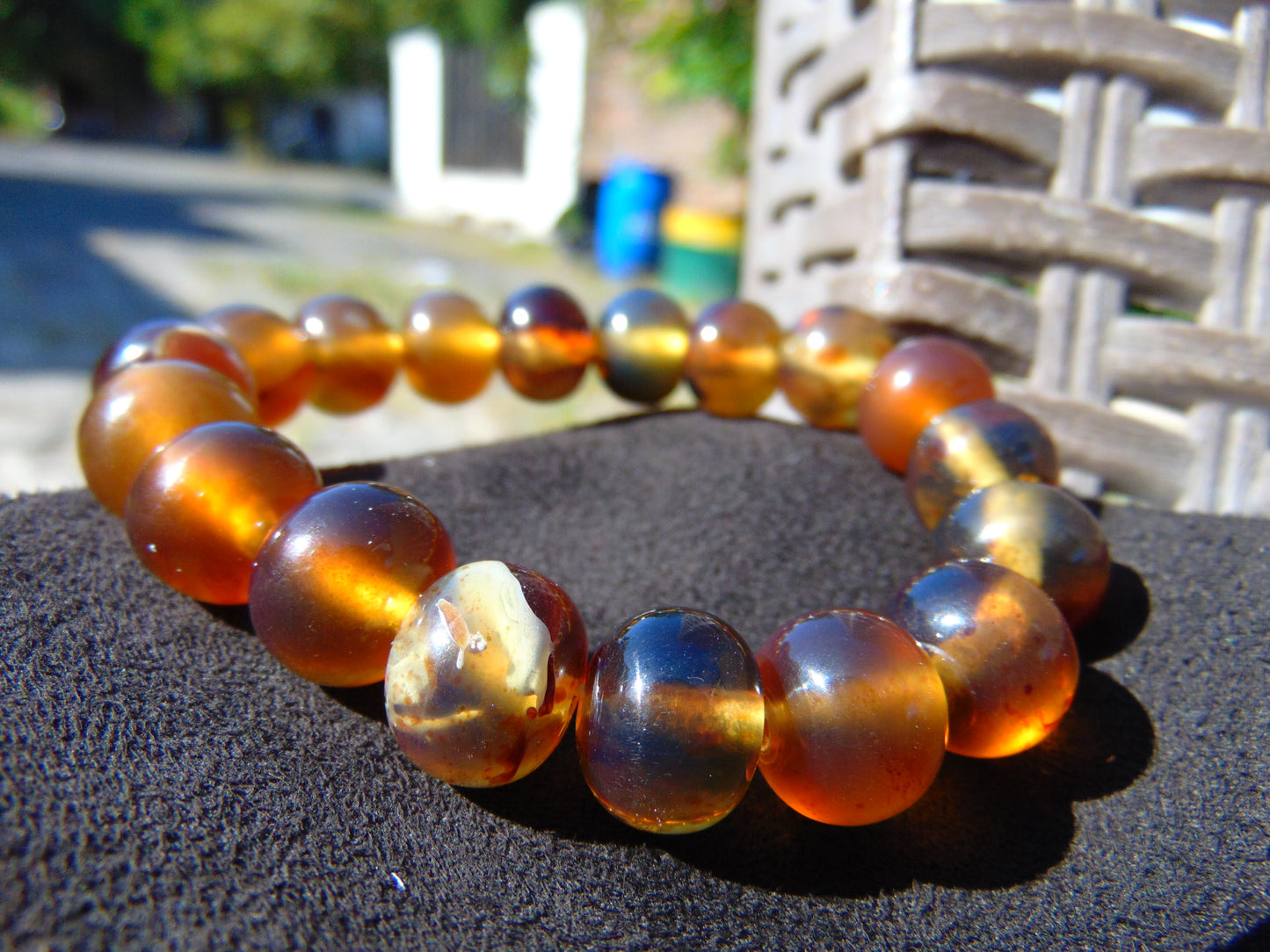 18 Gram 18 Small Beads Bracelet Indonesian Yellow Bluish Amber for Healing SB34