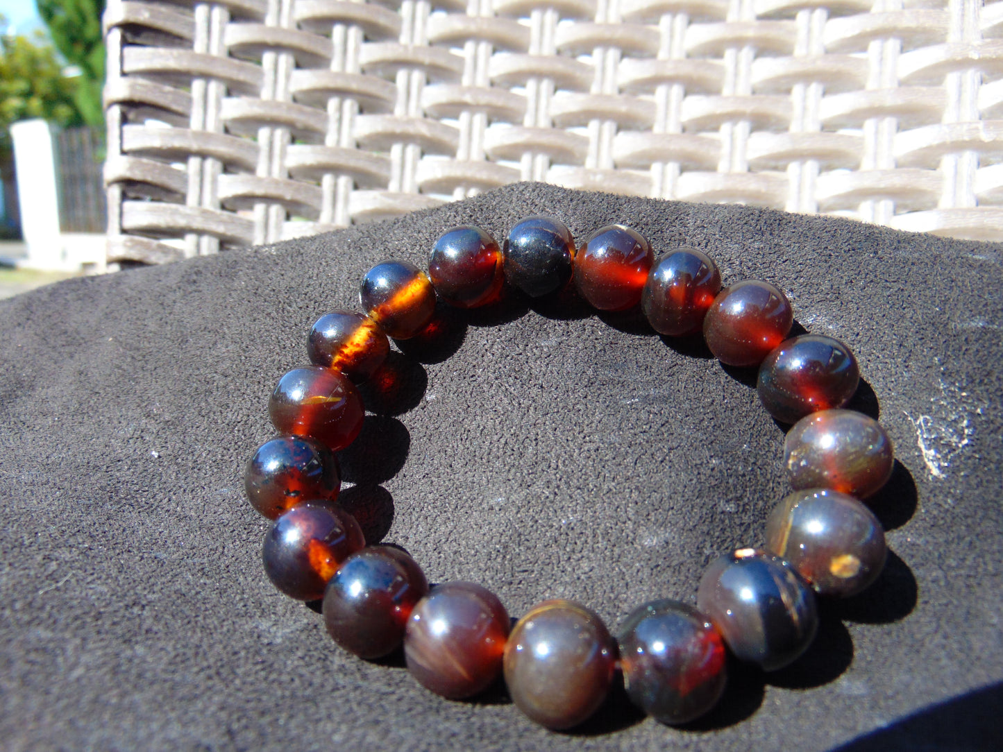 14 Gram 18 Small Beads Bracelet Indonesian Red Bluish Amber for Healing SB53