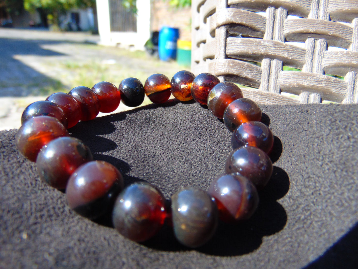 14 Gram 18 Small Beads Bracelet Indonesian Red Bluish Amber for Healing SB53