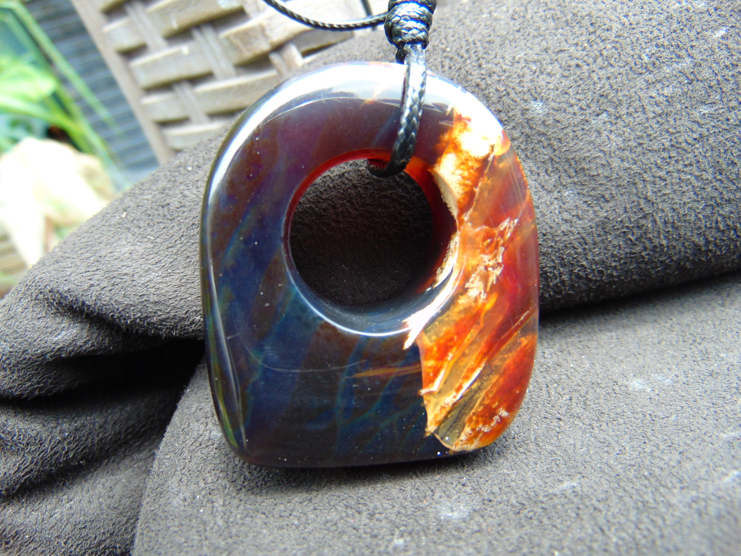 27 gram Ring Pendant Indonesian red blue Amber for Healing 25y152